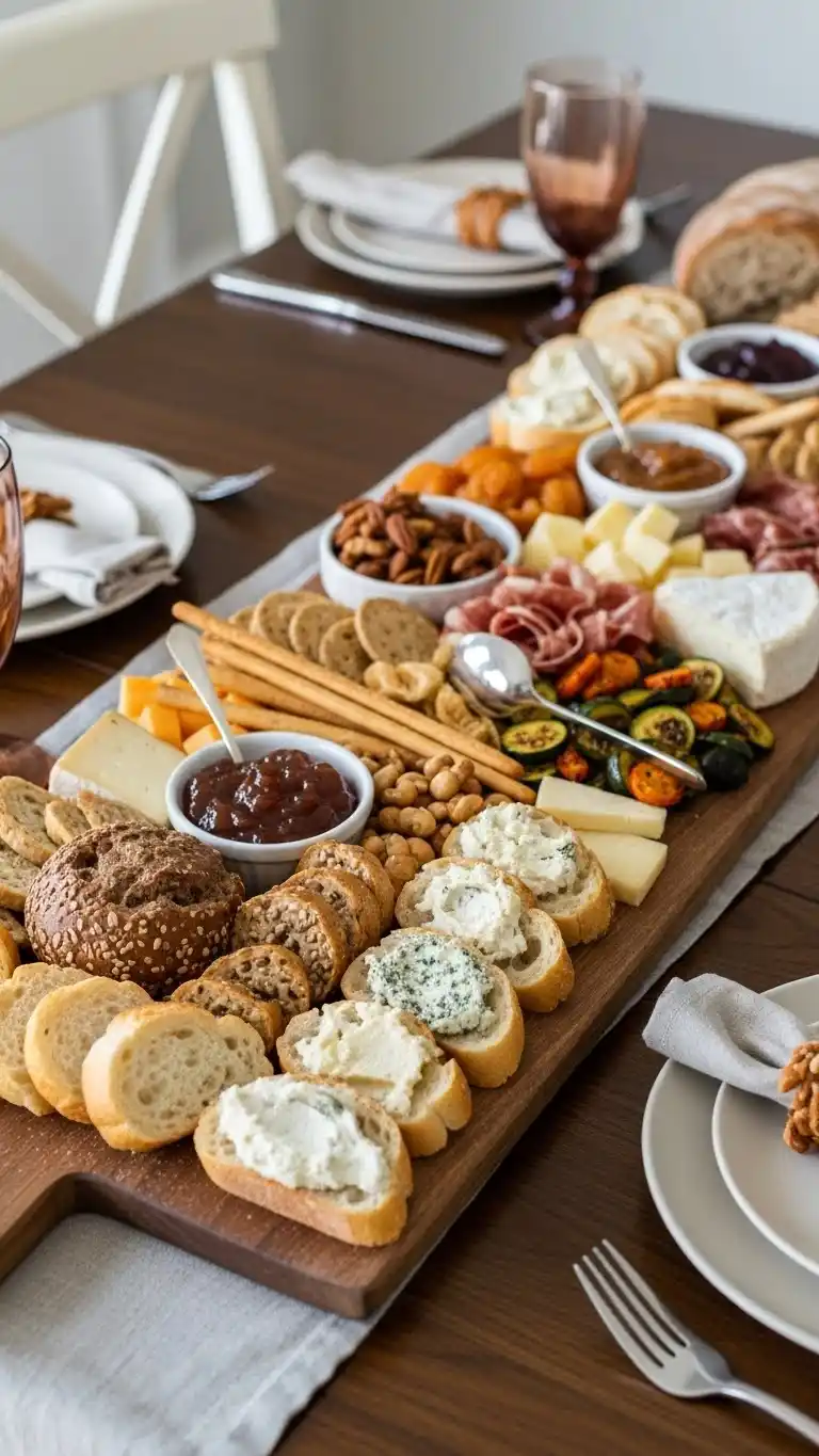 7. Rustic Bread and Spread Fall Charcuterie Board Ideas