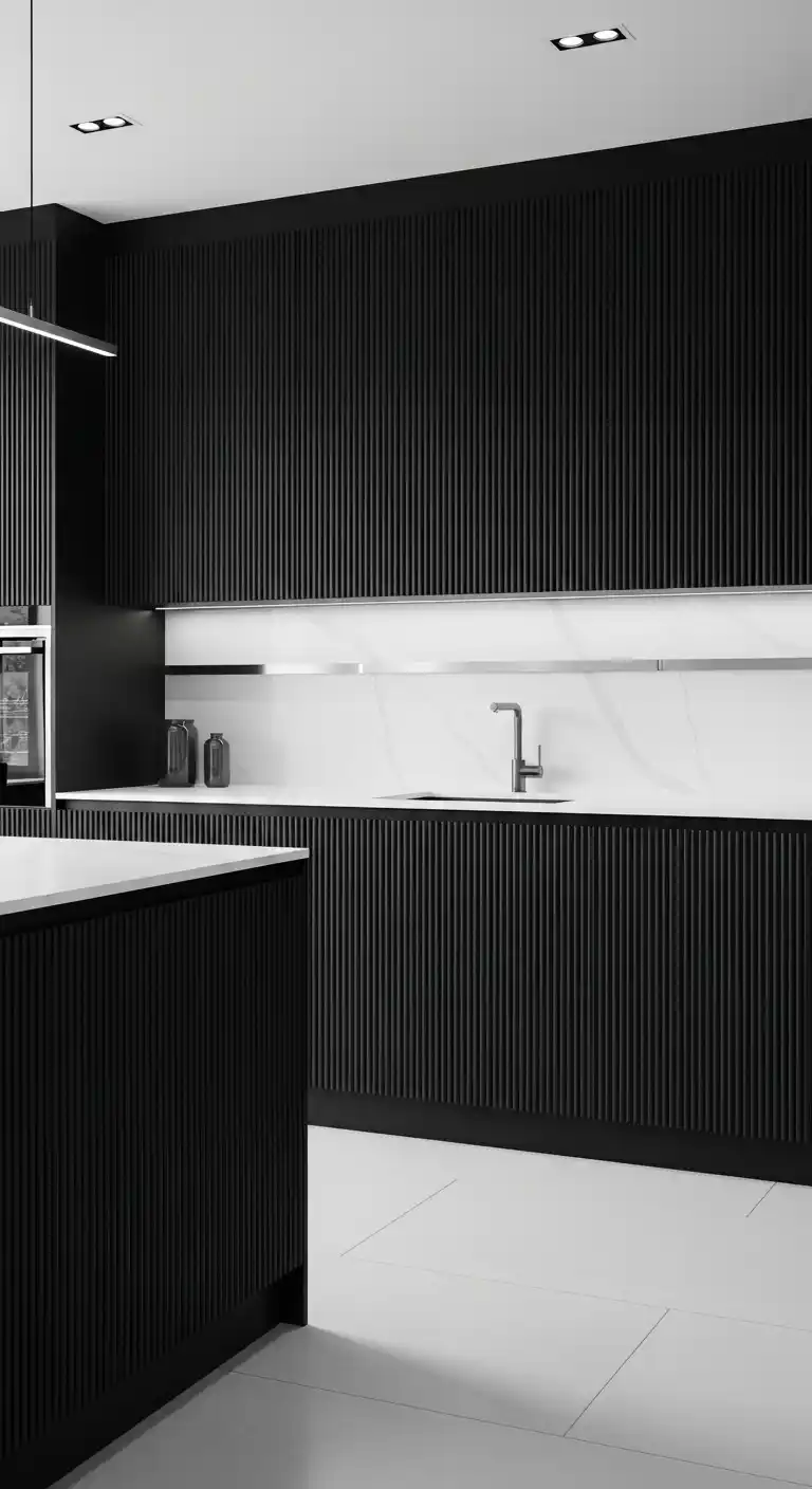 1. Bold Monochrome Kitchen Design
