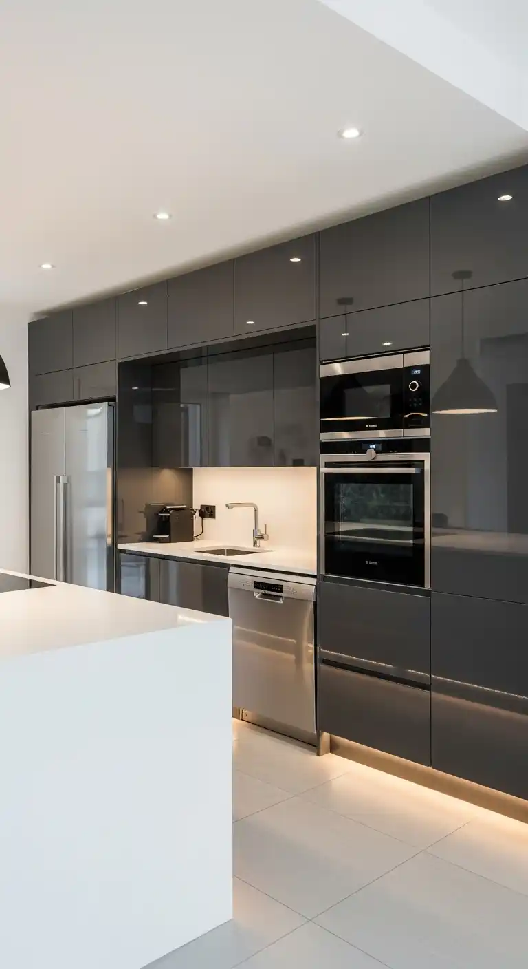 12. Seamless Appliance Integration with Lacquer Cabinets