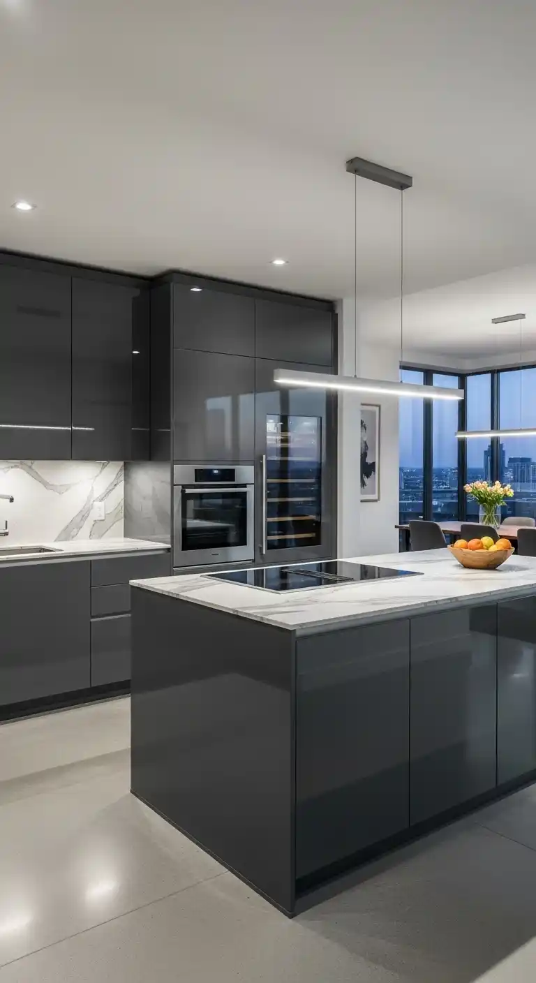 15. High-Gloss Lacquer Cabinets in Luxury Kitchens