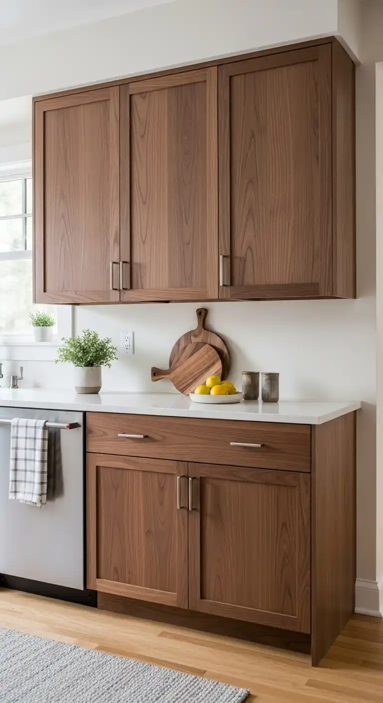 18. Mid-Century Inspired Walnut Kitchen Cabinets