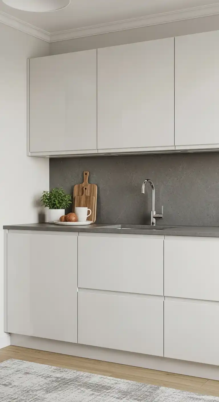 19. High-Gloss Lacquer Cabinets in Urban Apartments
