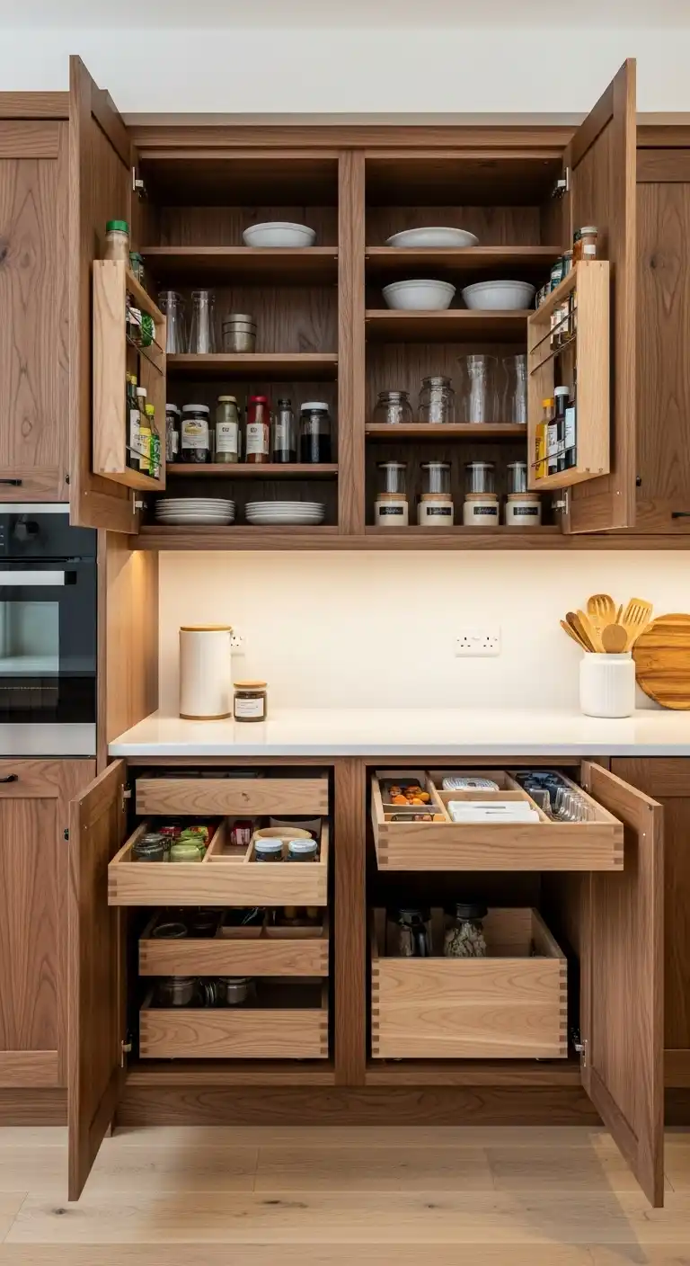 21. Custom Walnut Kitchen Cabinets for Personalized Storage