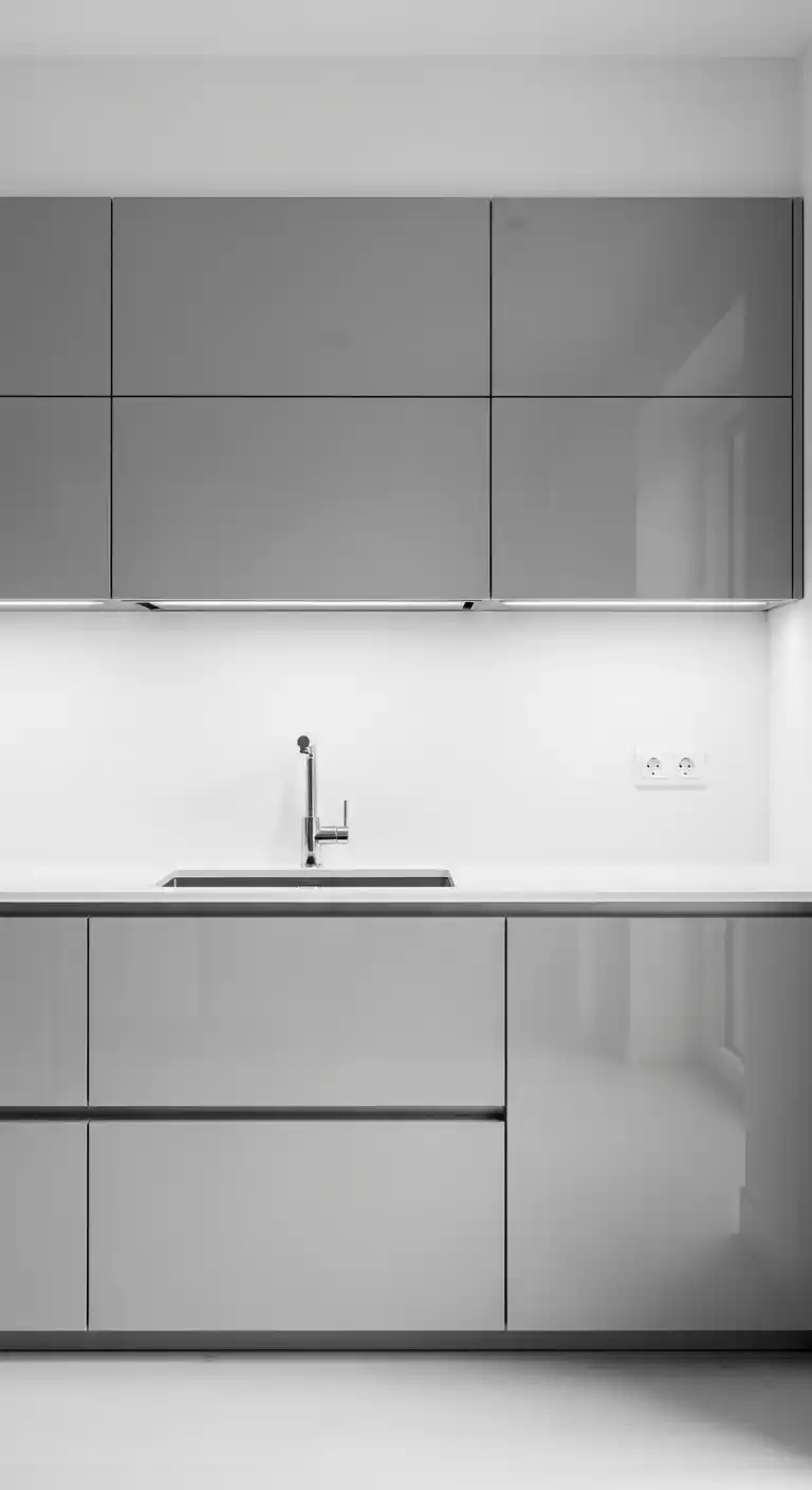 25. High-Gloss Lacquer Cabinets in Monochrome Kitchens