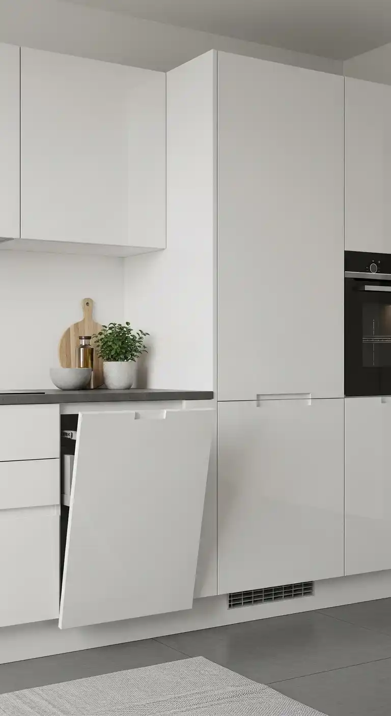 3. Handle-Less High-Gloss Lacquer Cabinet Designs