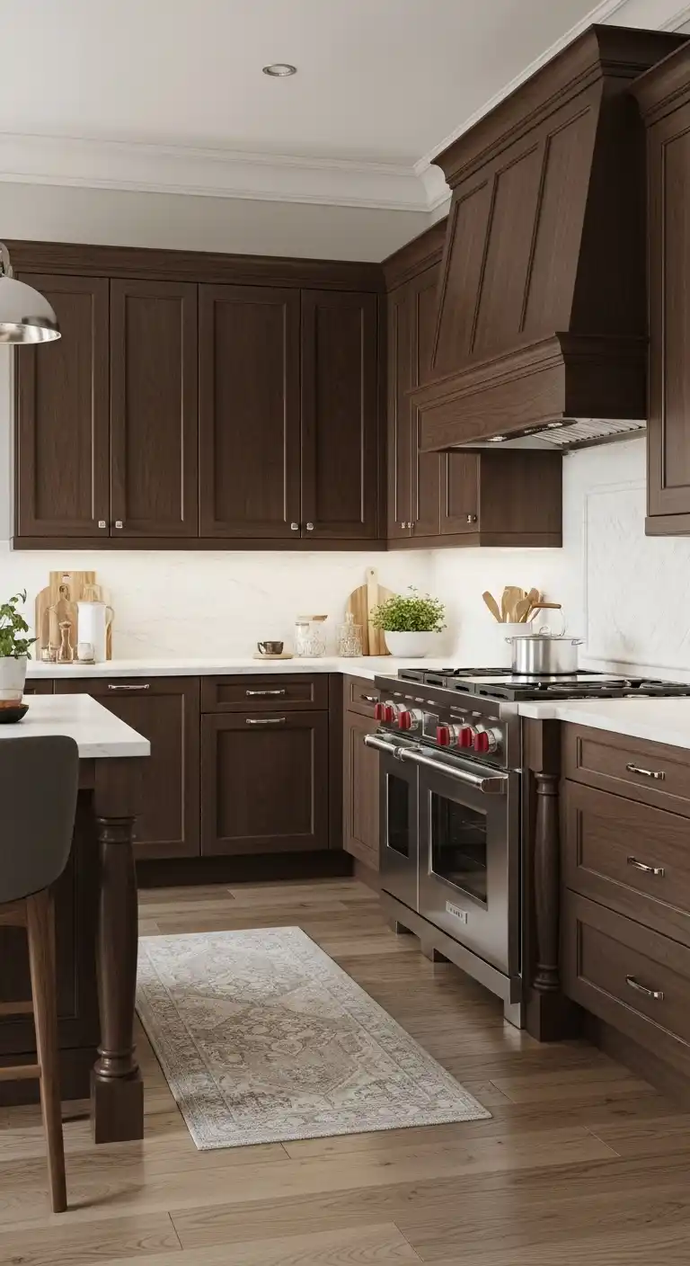 4. Dark Walnut Kitchen Cabinets for Dramatic Depth