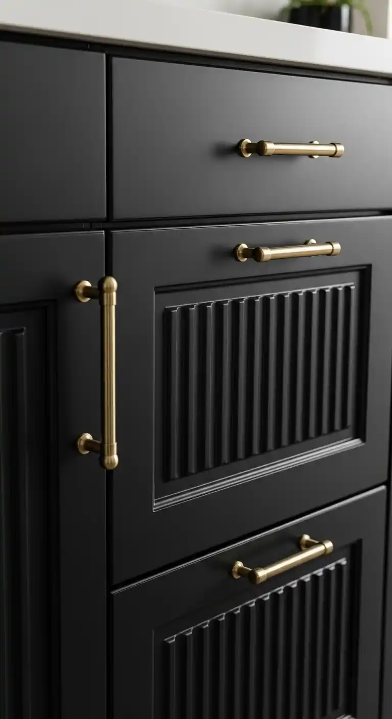 Hardware Choices That Elevate Black Fluted Cabinets