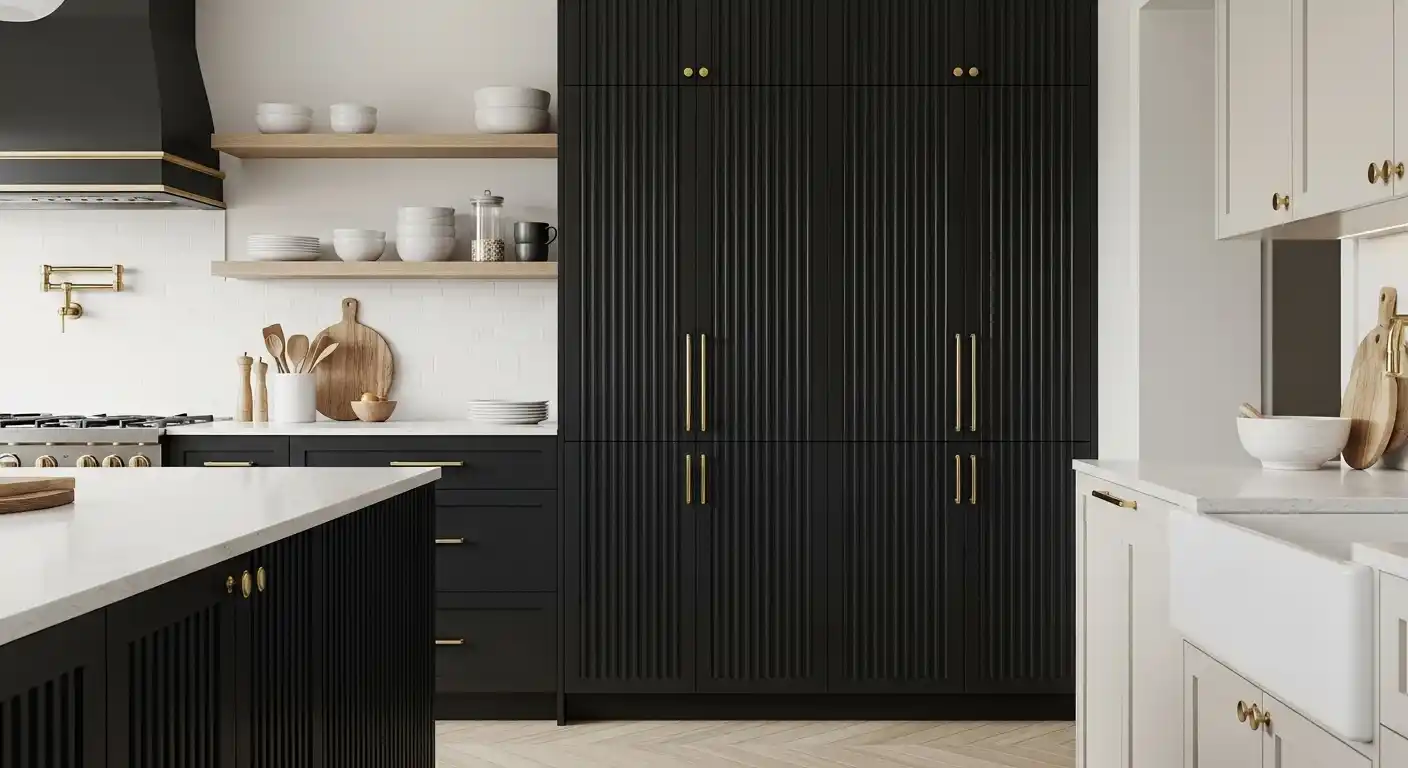 Stunning Black Fluted Kitchen Cabinet Ideas
