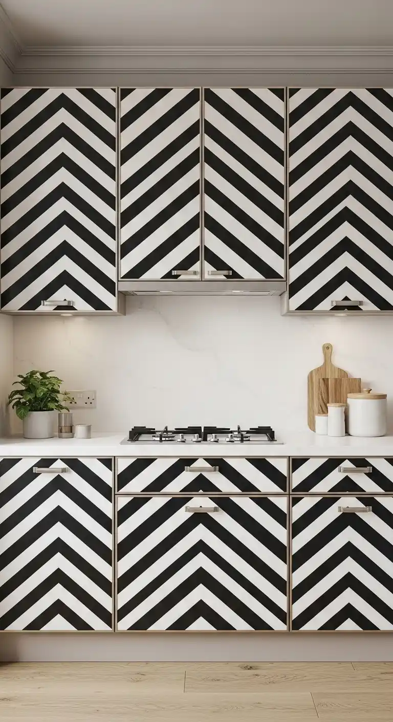1. Chevron Pattern Cabinets