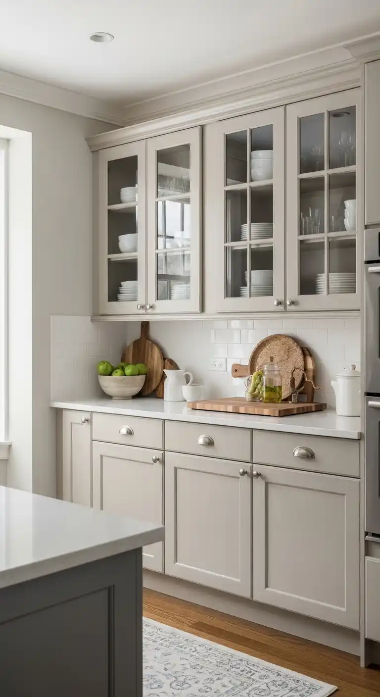 1. Neutral-Toned Transitional Cabinets for a Calm Ambiance