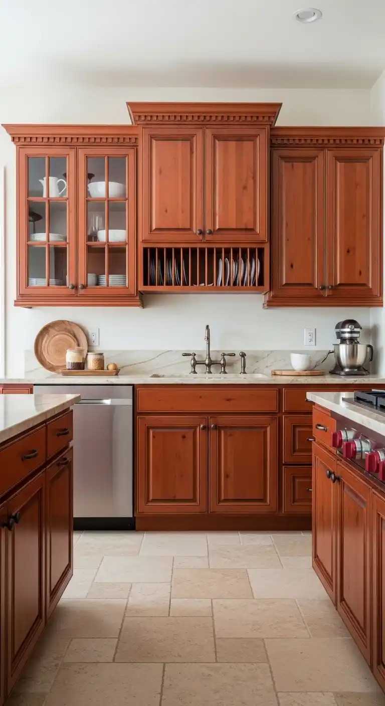 1. Vibrant Terra Cotta Cabinets