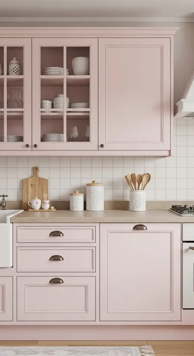 10. Soft Pink Cabinets for Playful Elegance