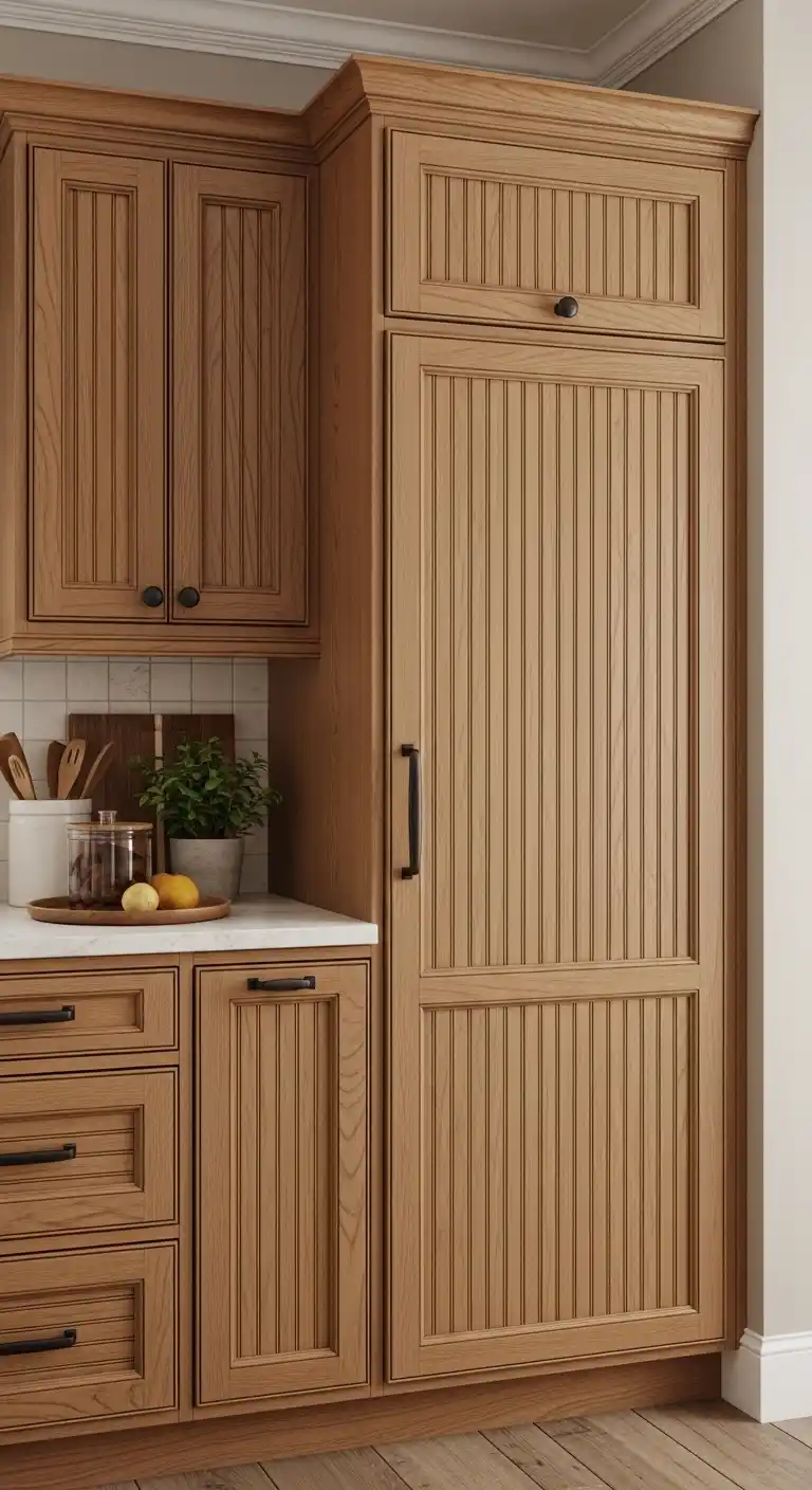 11. Beadboard Colonial Cabinets Textured Charm and Timeless Appeal