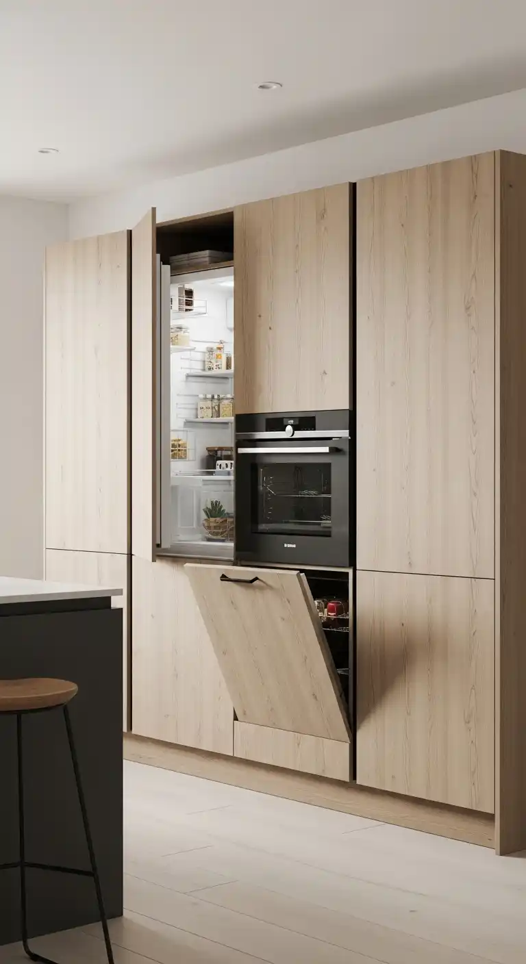 11. Japandi Cabinets with Integrated Appliances