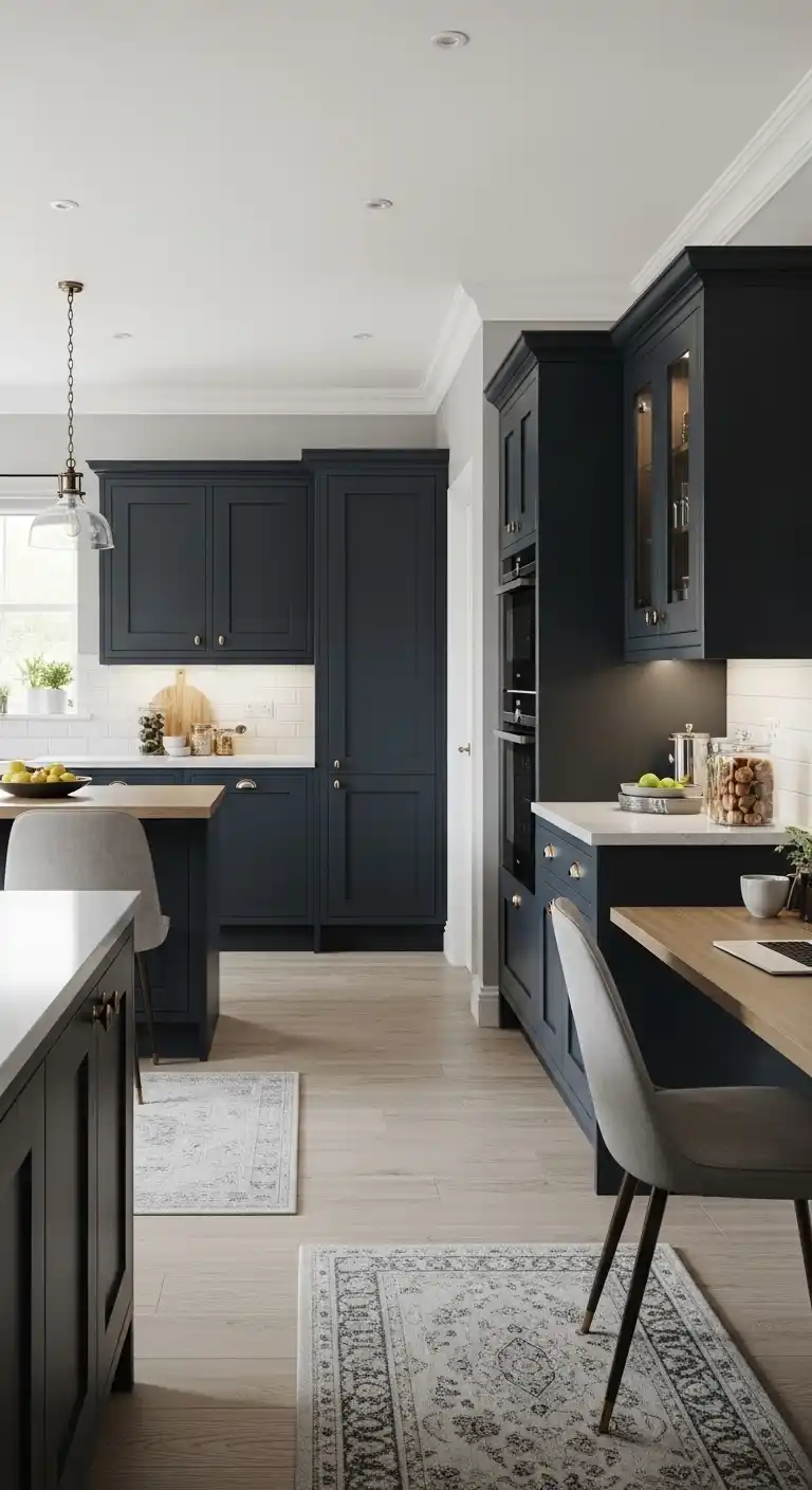 11. Moody Kitchen Cabinets in Multi-Functional Spaces