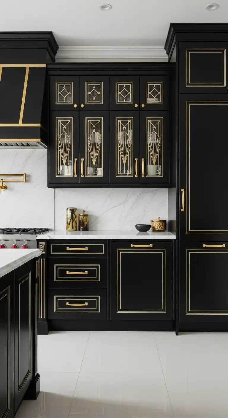 12. Black and Gold Cabinets