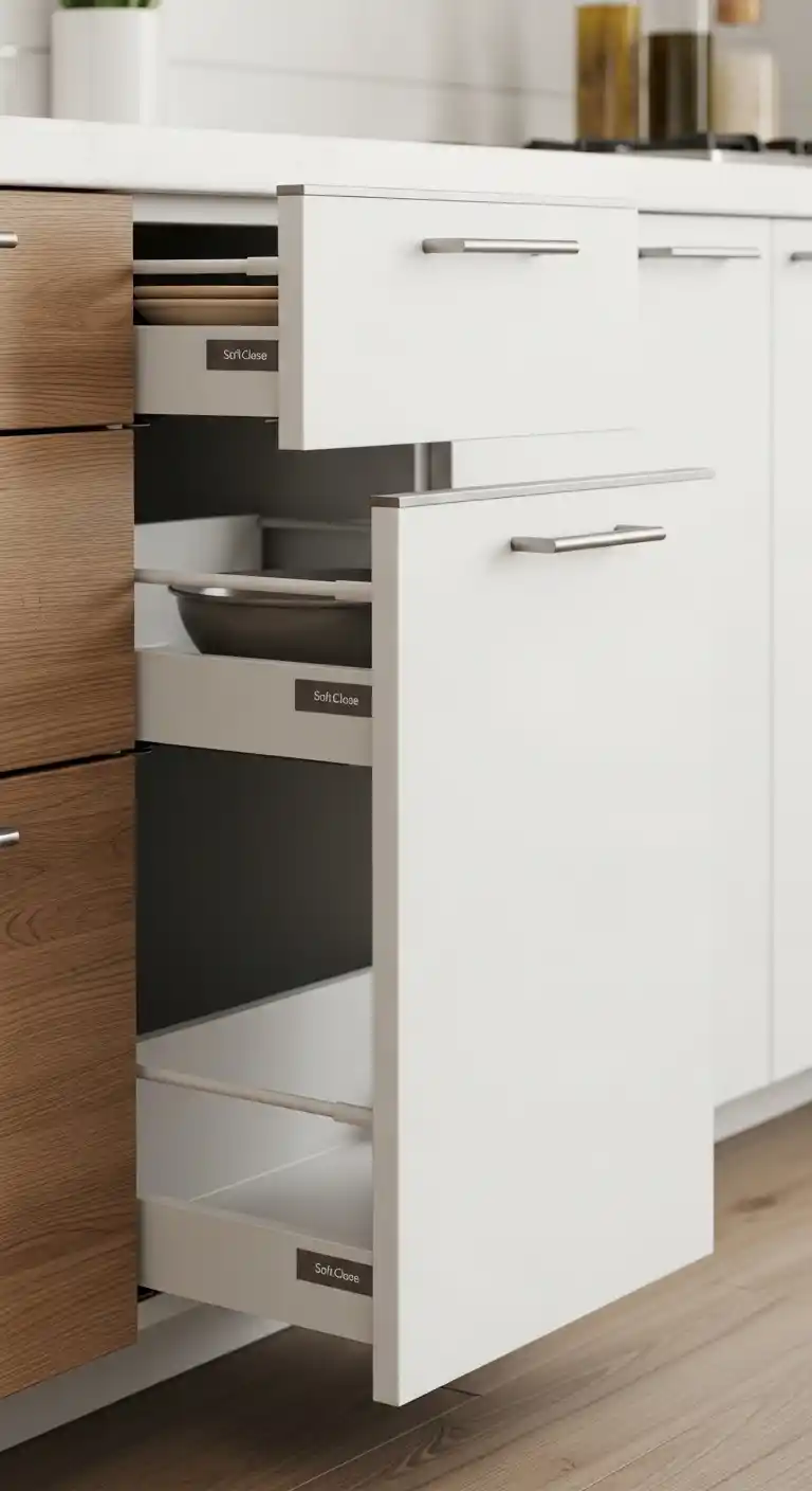13. Japandi Cabinets with Soft-Close Drawers