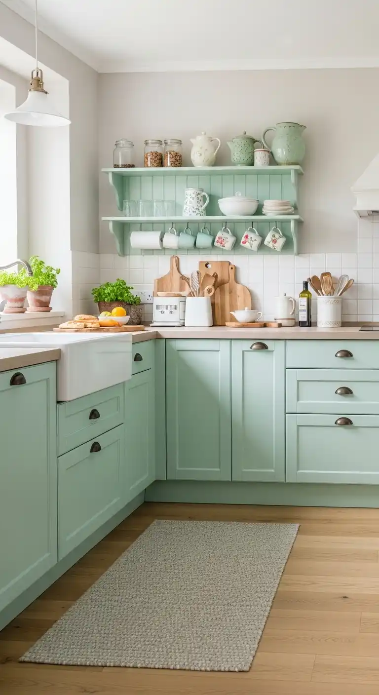 13. Mint Green Cabinets for Fresh and Inviting Kitchens