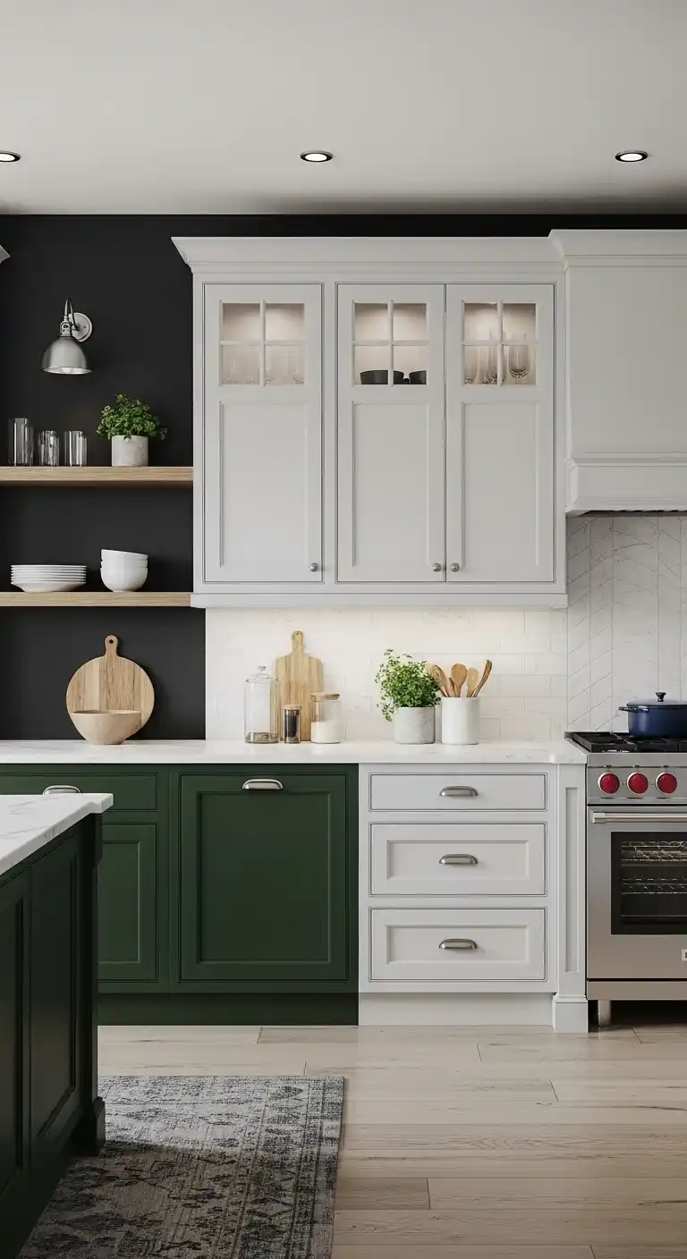 15. Moody Kitchen Cabinets and Two-Tone Designs