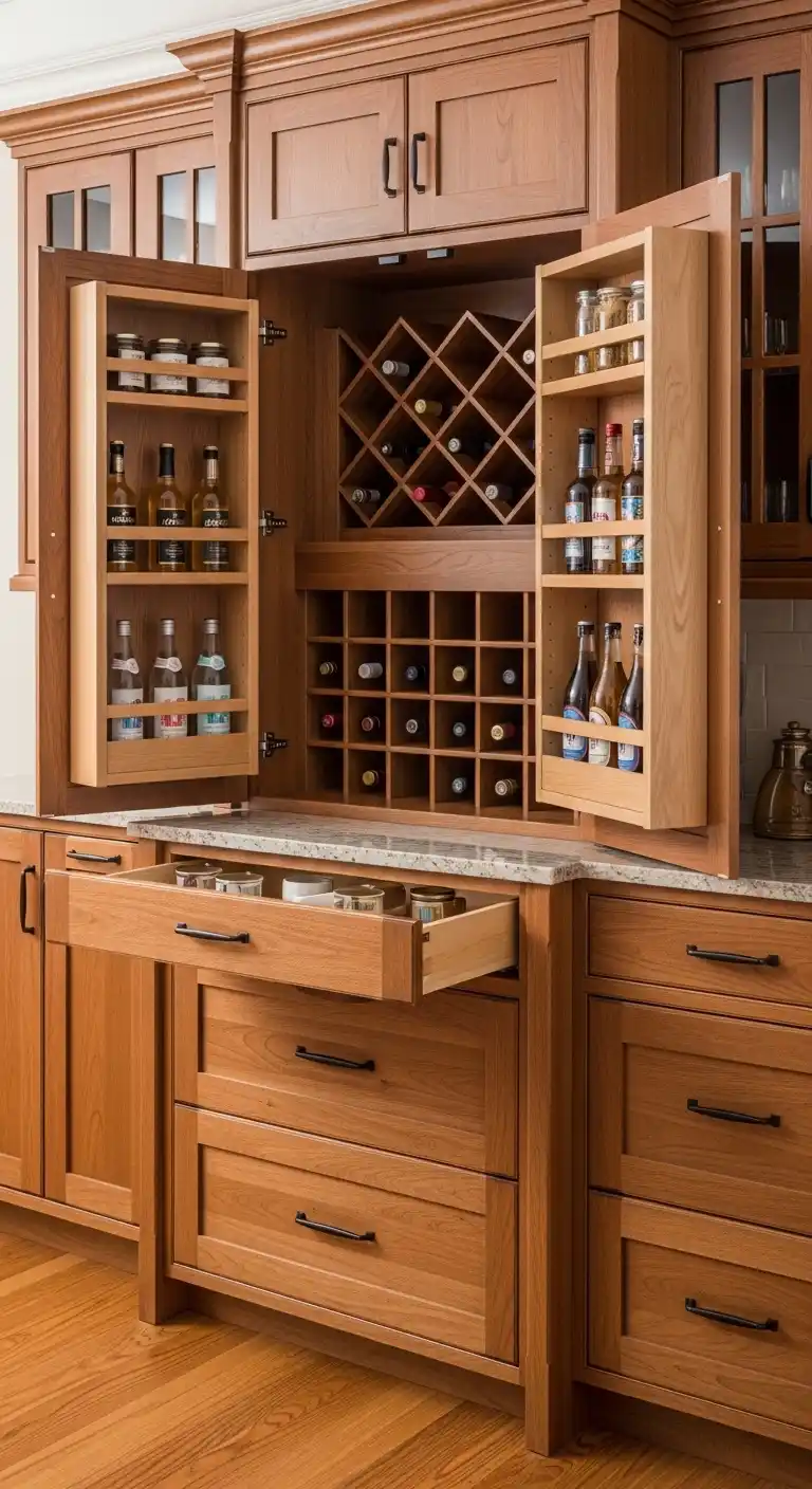 16. Cabinets with Built-in Wine and Beverage Storage