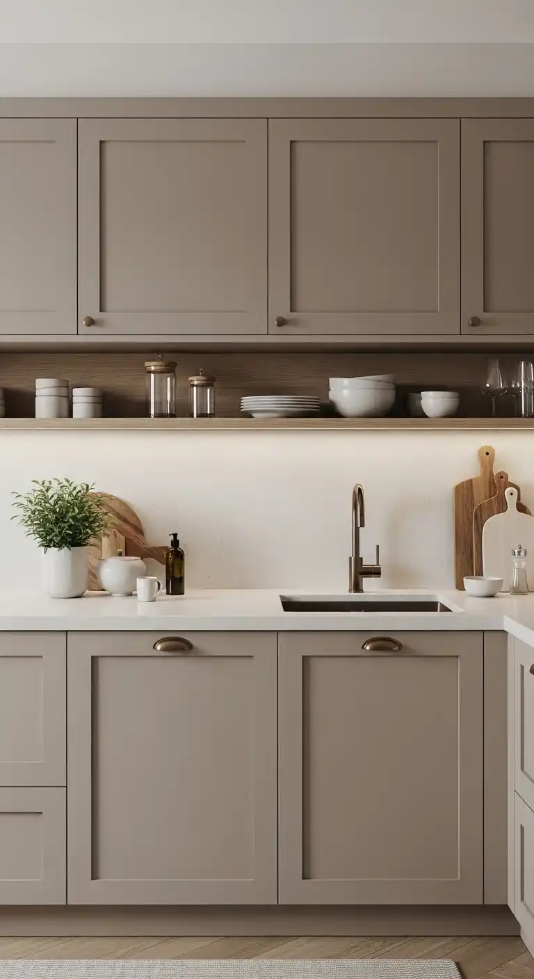 16. Japandi Cabinets with Warm Neutral Finishes