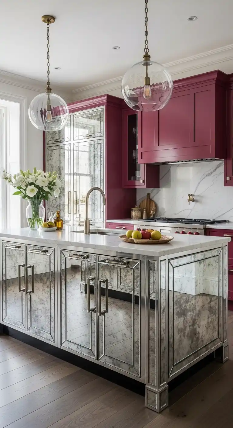 16. Mirrored Island Cabinets
