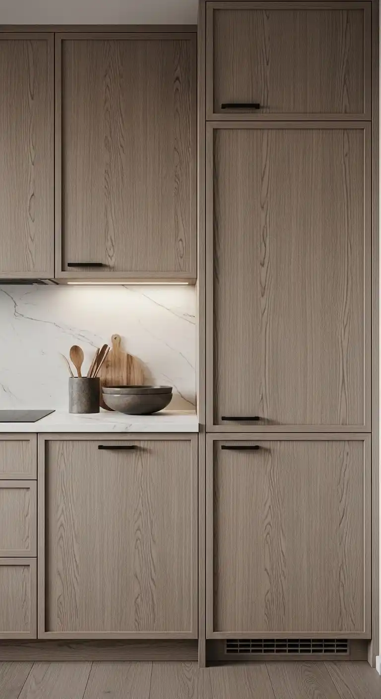 16. Textured Wood Cabinets for Depth