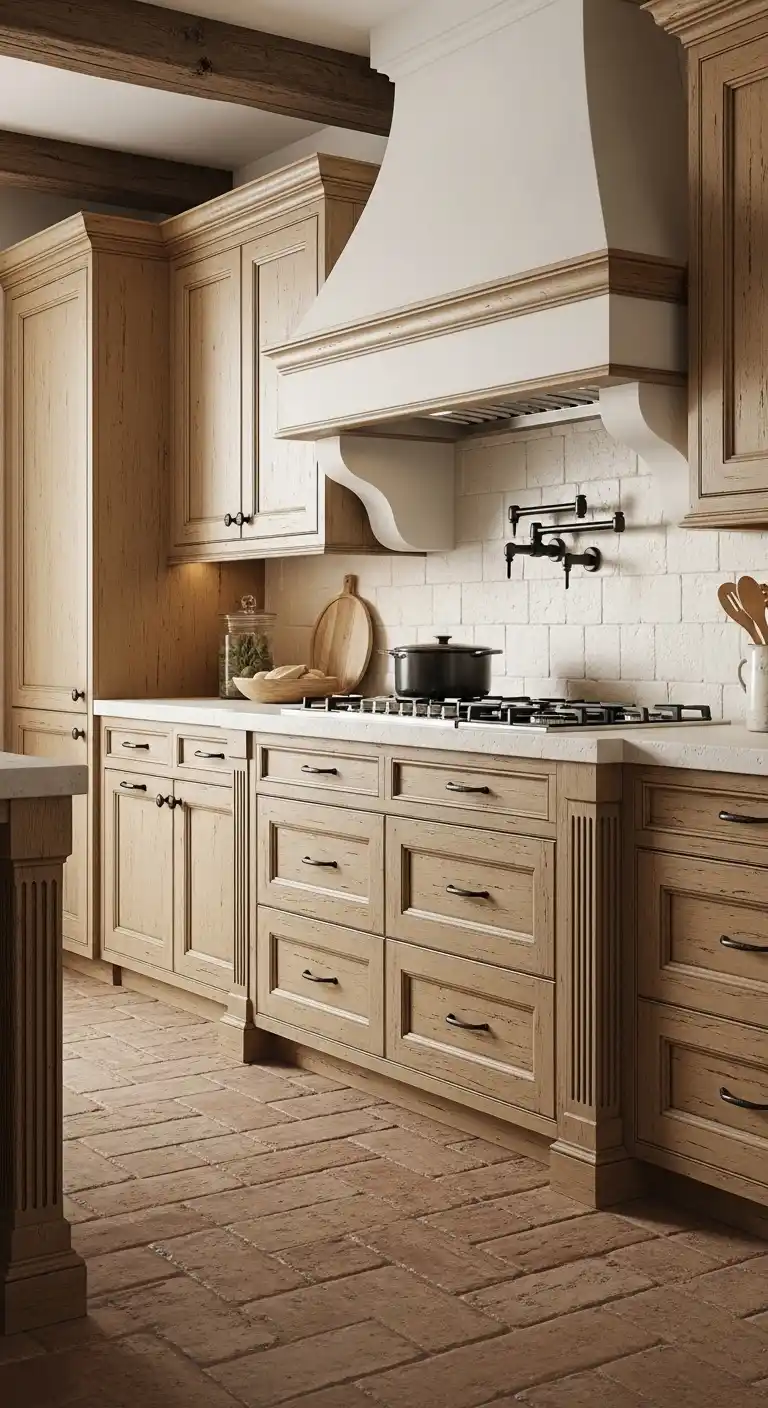 17. Beechwood Cabinets with Worn Finish