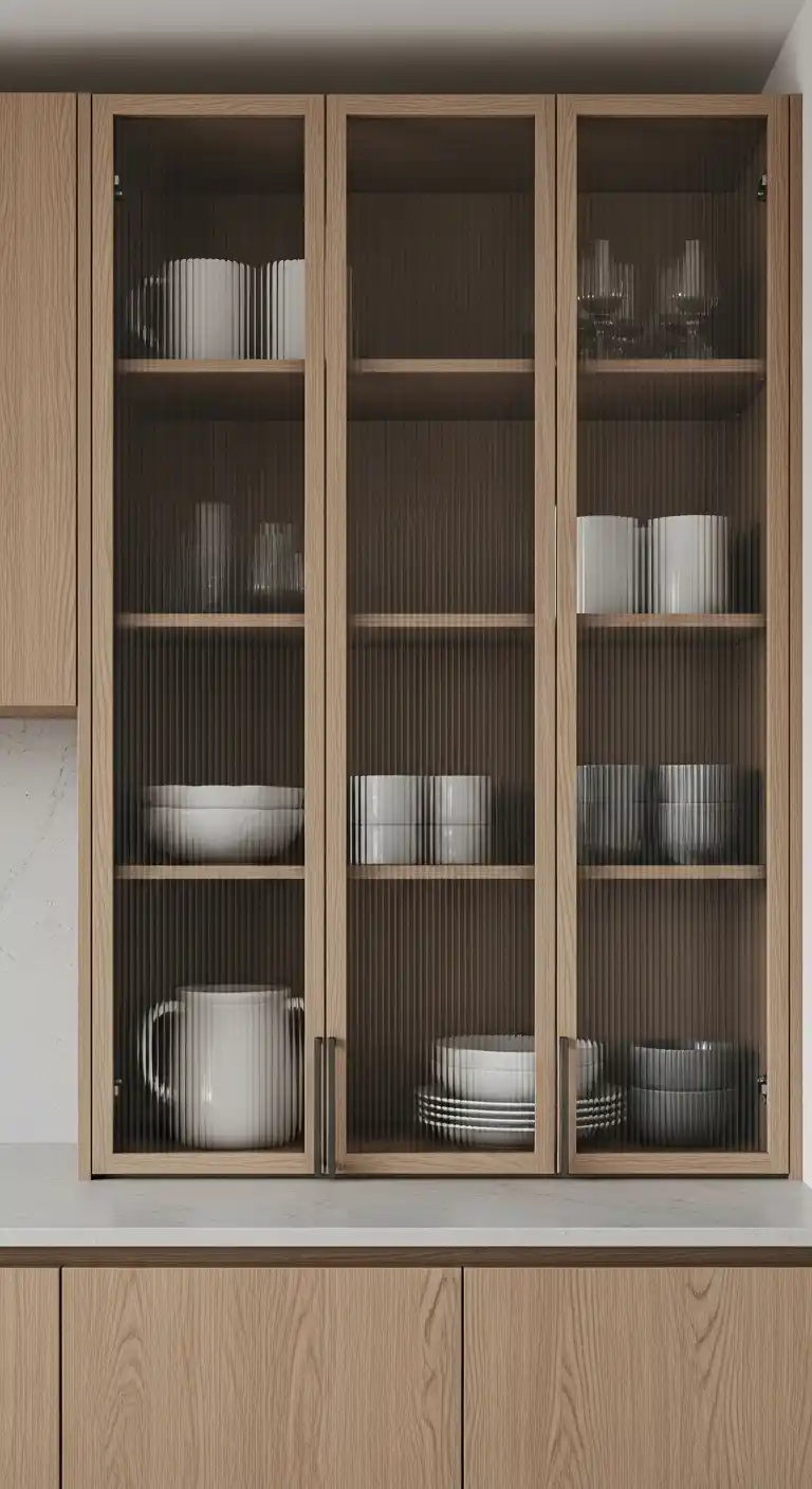 17. Glass-Front Cabinets with Soft Framing