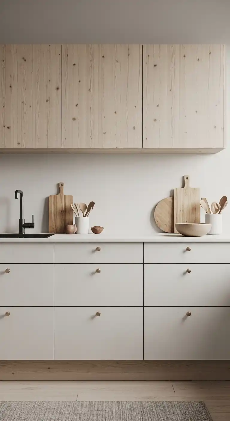 19. Japandi Cabinets with Textured Surfaces