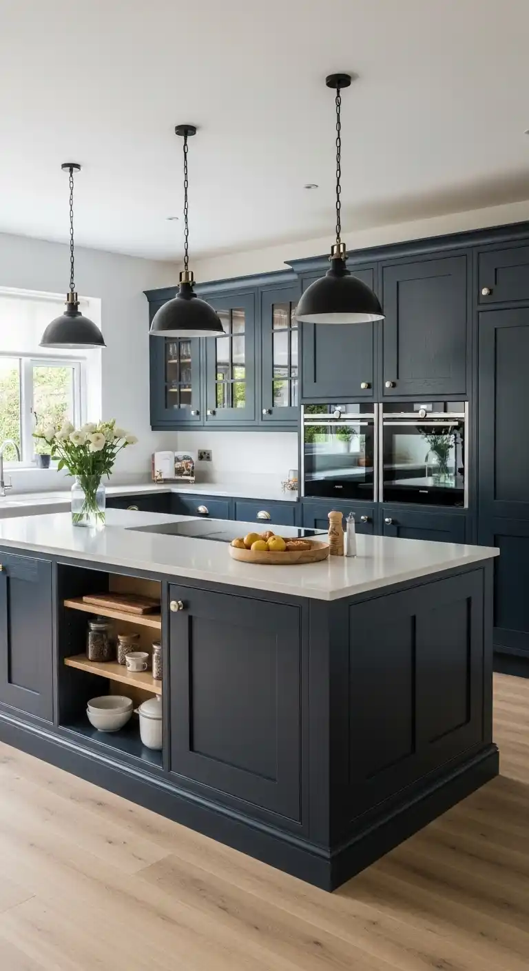 19. Moody Kitchen Cabinets with Statement Islands