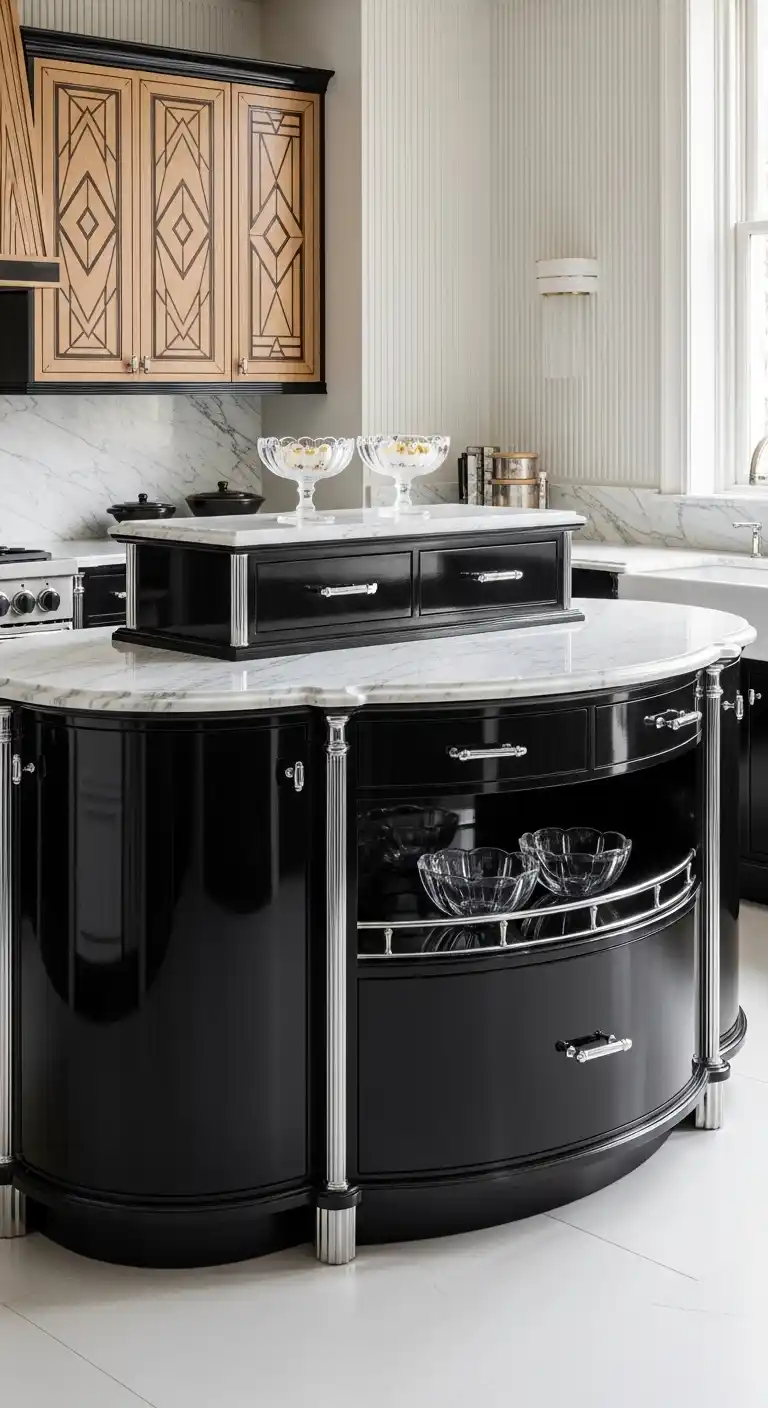 20. Bow-Front Island Cabinets