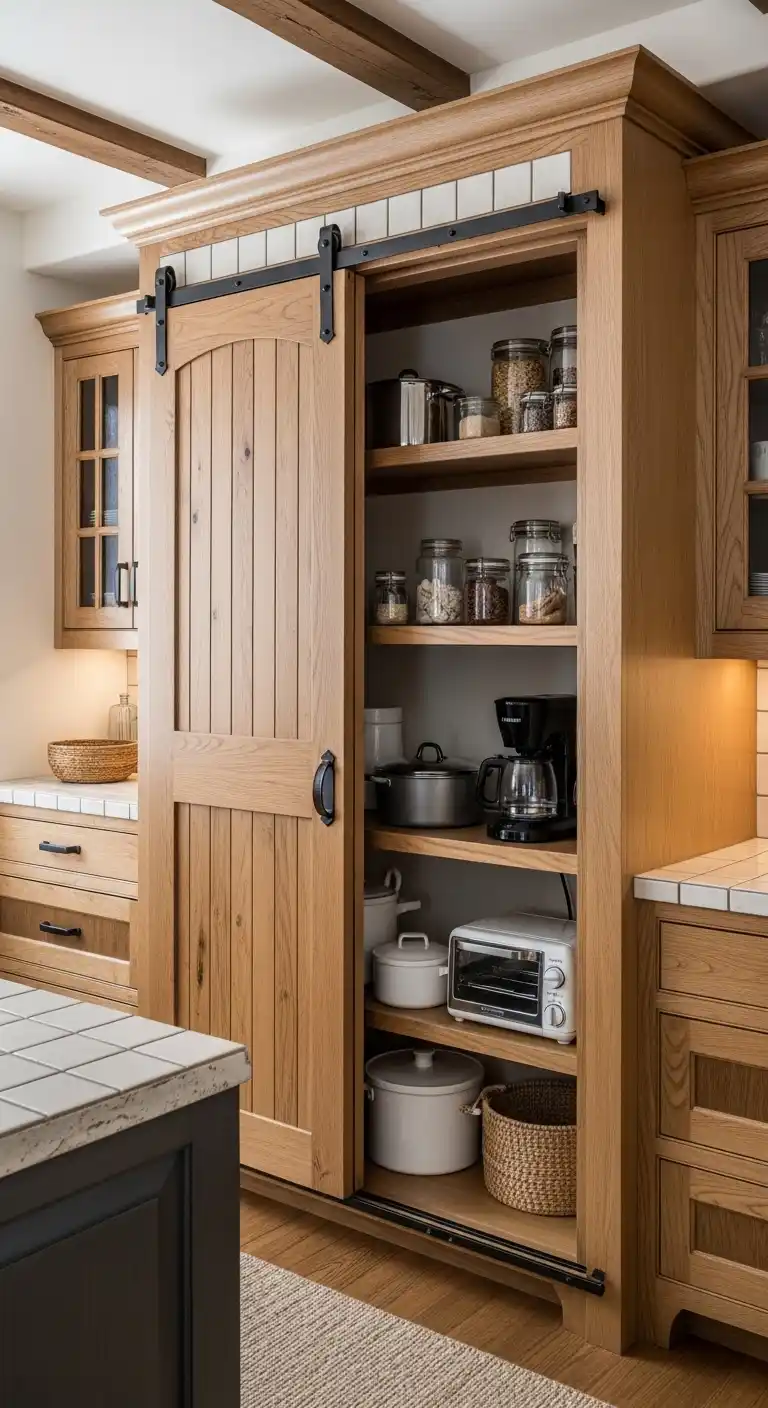 20. Southwestern Pantry Cabinets with Sliding Doors