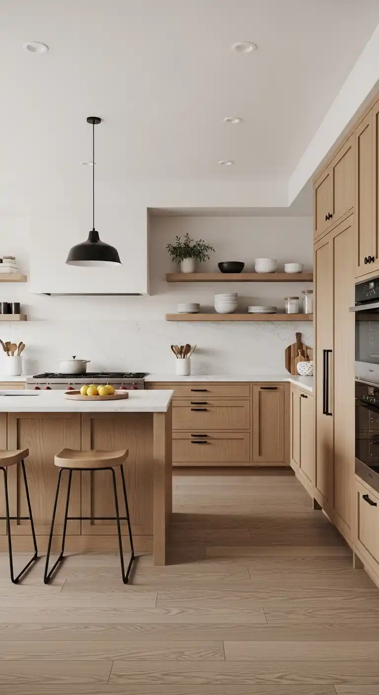 21. Japandi Cabinets for Large Kitchens