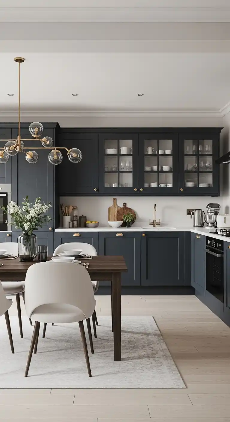 21. Moody Kitchen Cabinets with Open Concept Dining Areas