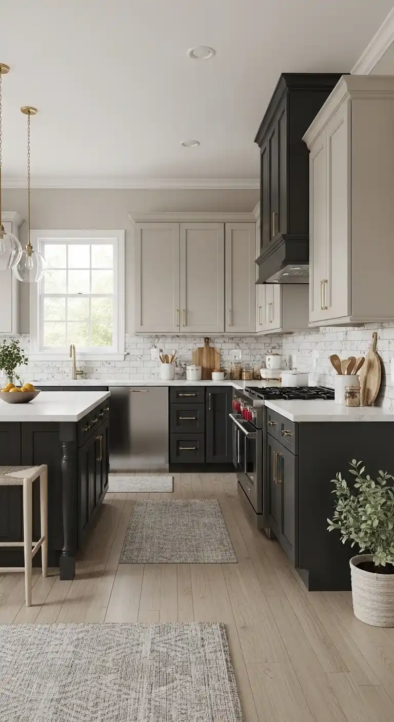 23. Moody Kitchen Cabinets with Neutral Accents