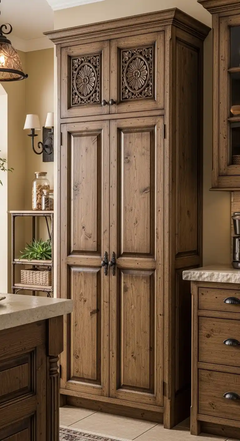 24. Tall Pantry Cabinets with Hand-Crafted Details