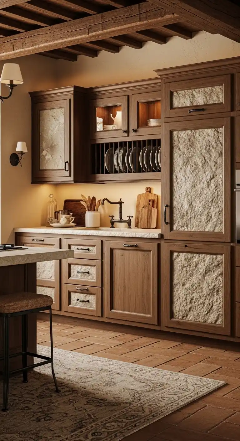 25. Mixed-Material Cabinets with Stone and Wood