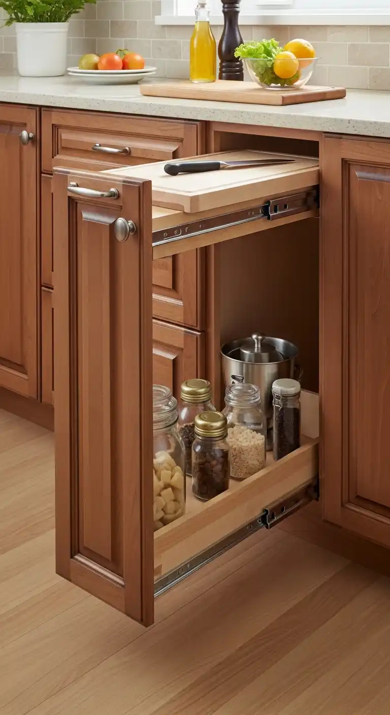 26. Cabinets with Pull-Out Cutting Boards and Prep Stations