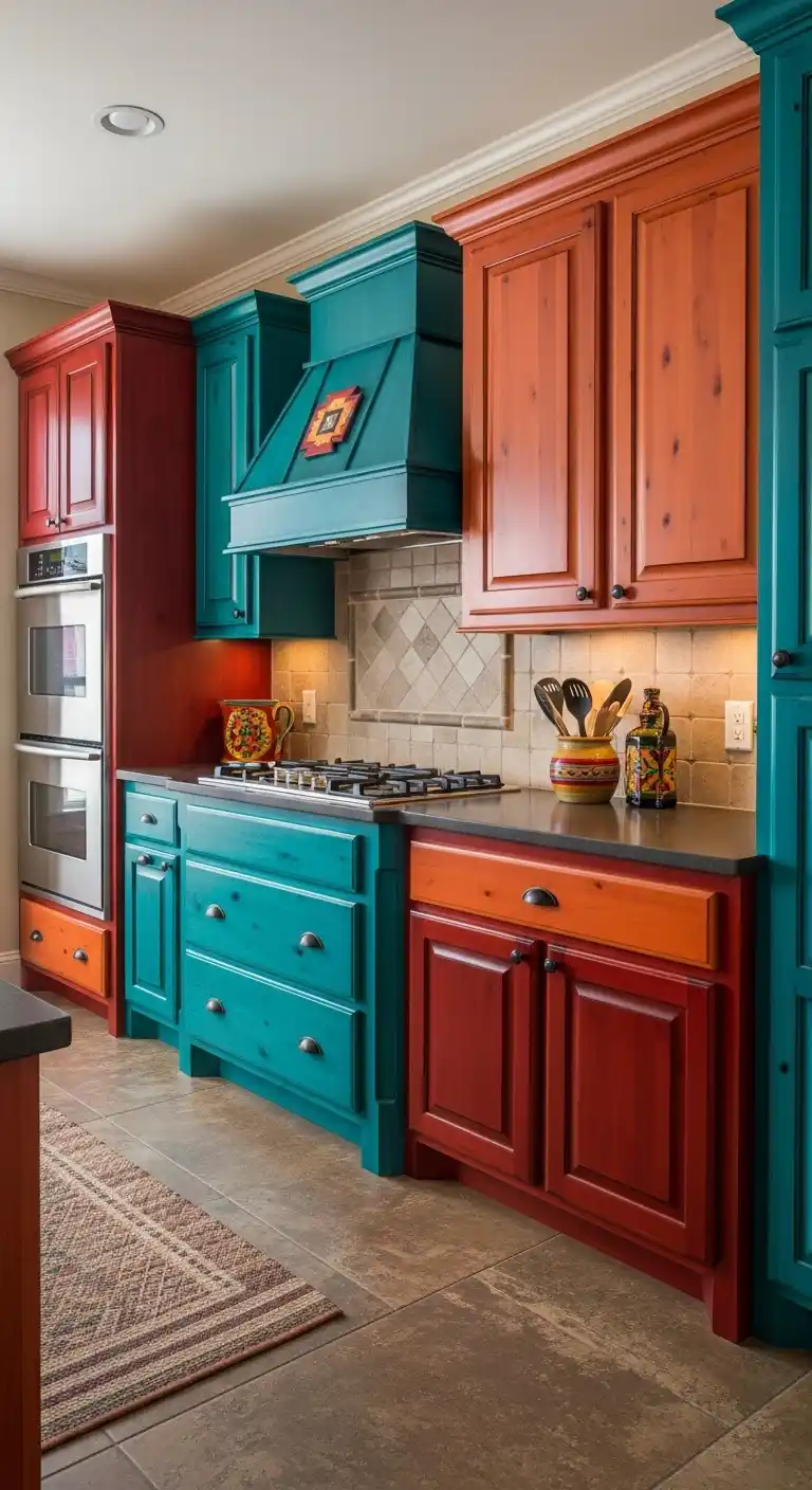 3. Painted Southwest Cabinets in Bold Colors