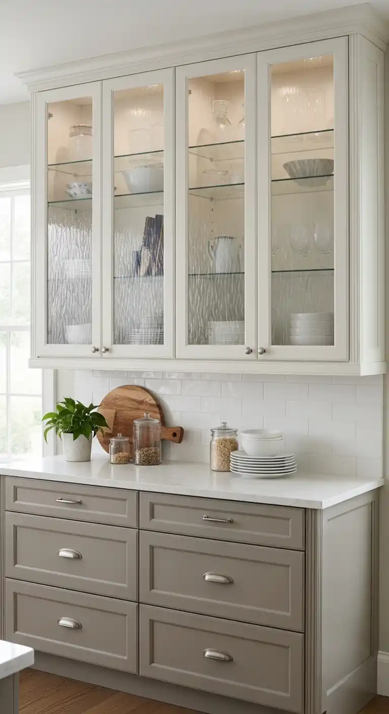 4. Glass-Front Transitional Cabinets to Showcase Décor