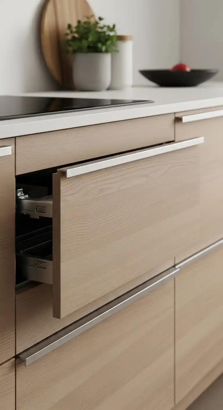 4. Handleless Japandi Cabinets for Seamless Minimalism