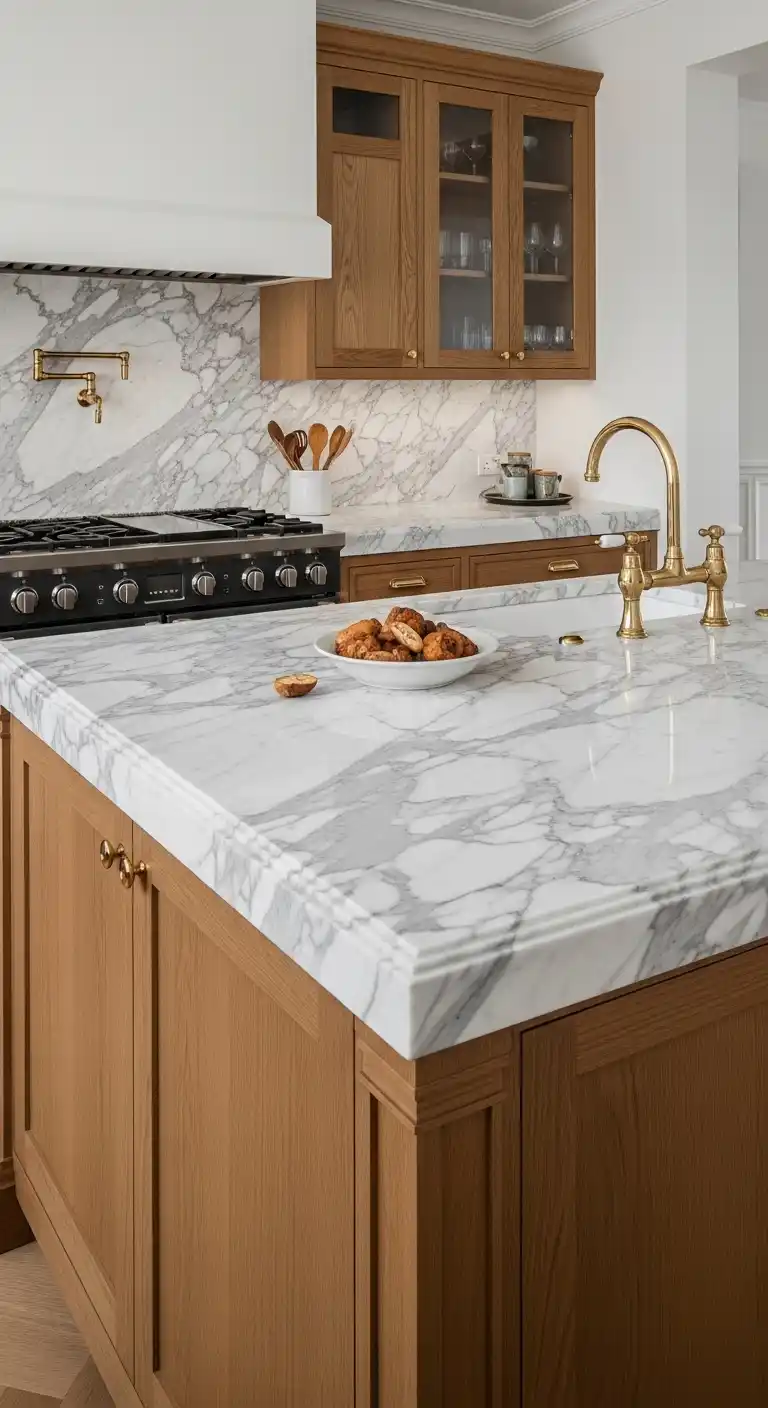 5. Marble-Top Cabinets