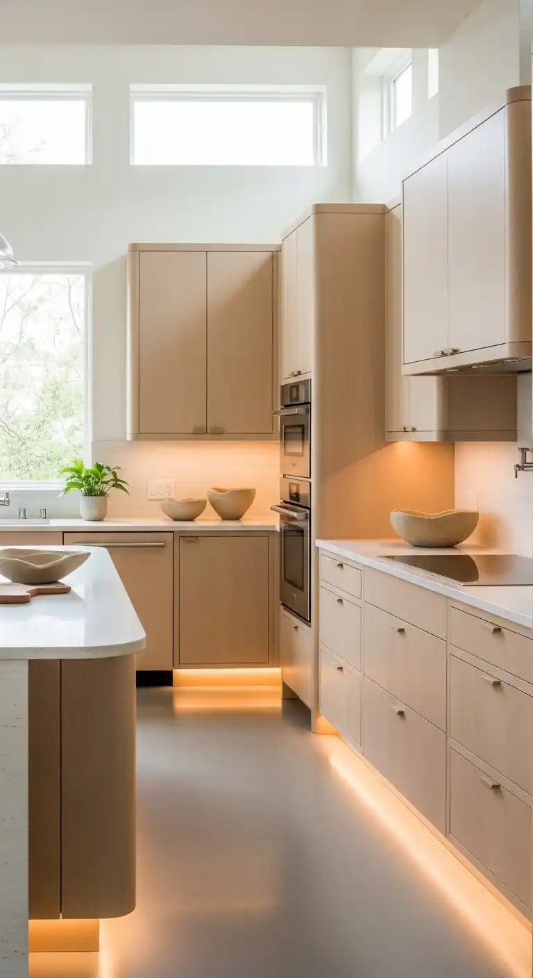 6. Slab Cabinets with Rounded Edges
