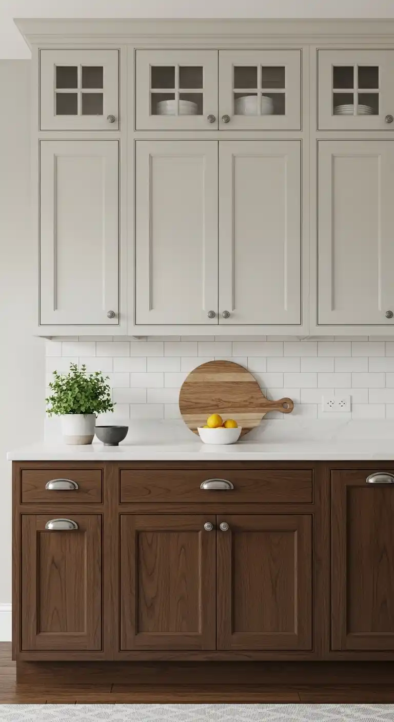 6. Two-Tone Colonial Cabinets Adding Depth and Visual Interest