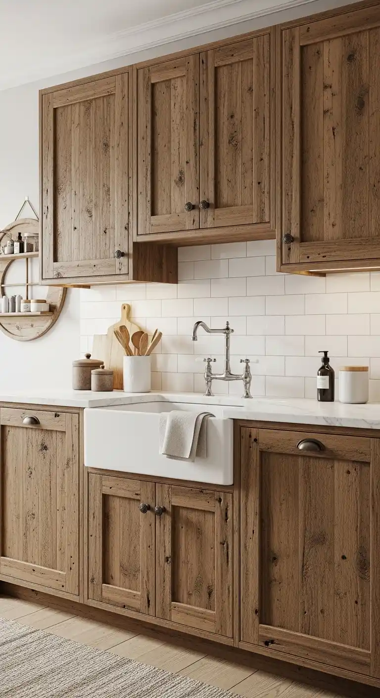 7. Reclaimed Wood Cabinets for Sustainable Style