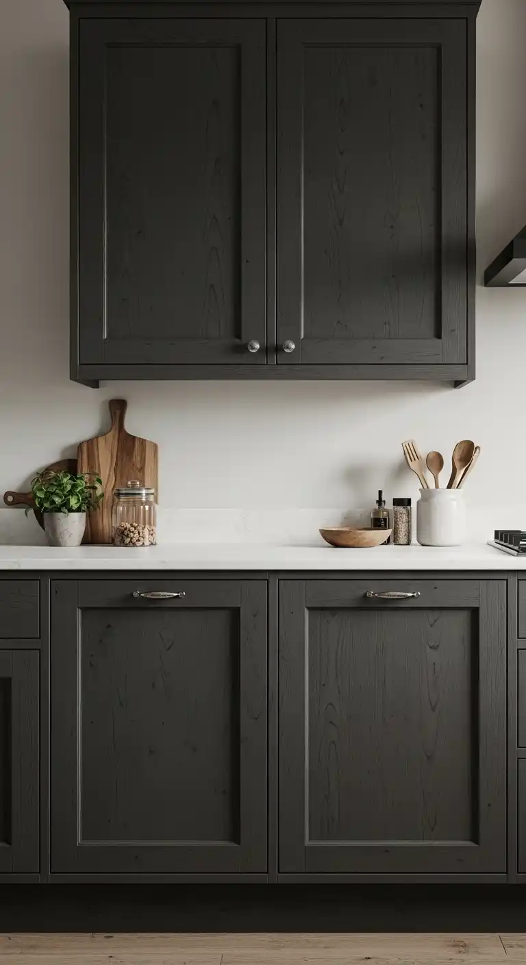 8. Moody Kitchen Cabinets with Textured Finishes