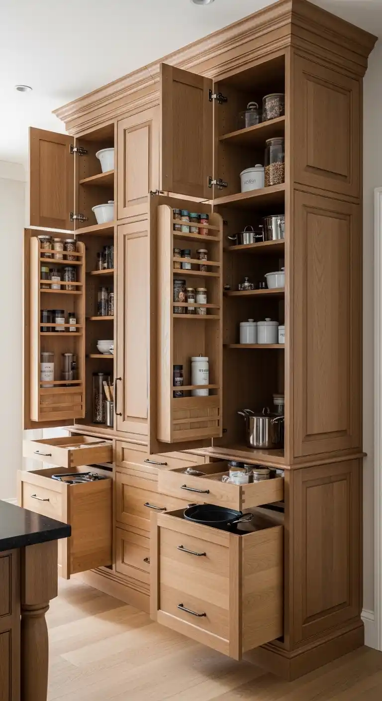 8. Pantry-Style Colonial Cabinets Organizing With Elegance
