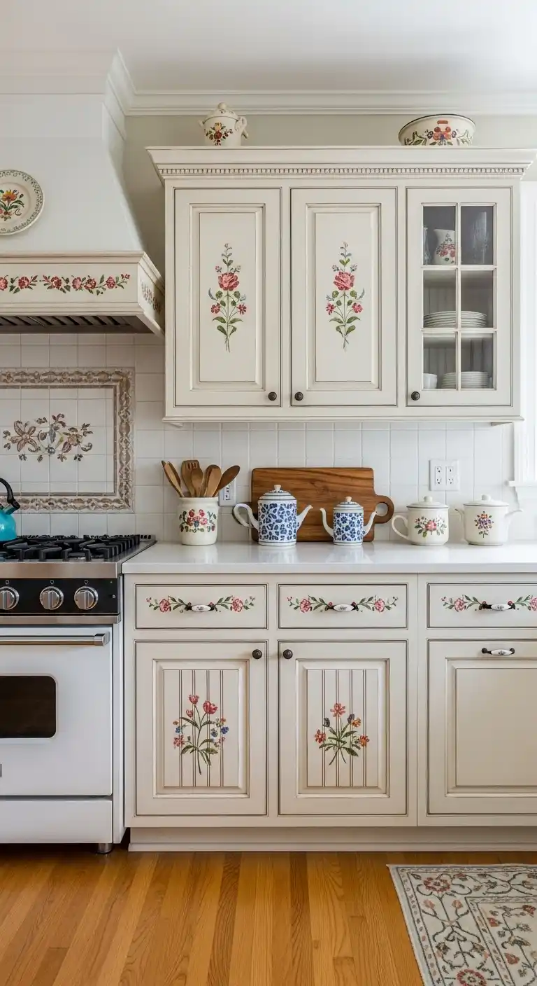 9. Hand-Painted Cabinets with Personalized Designs