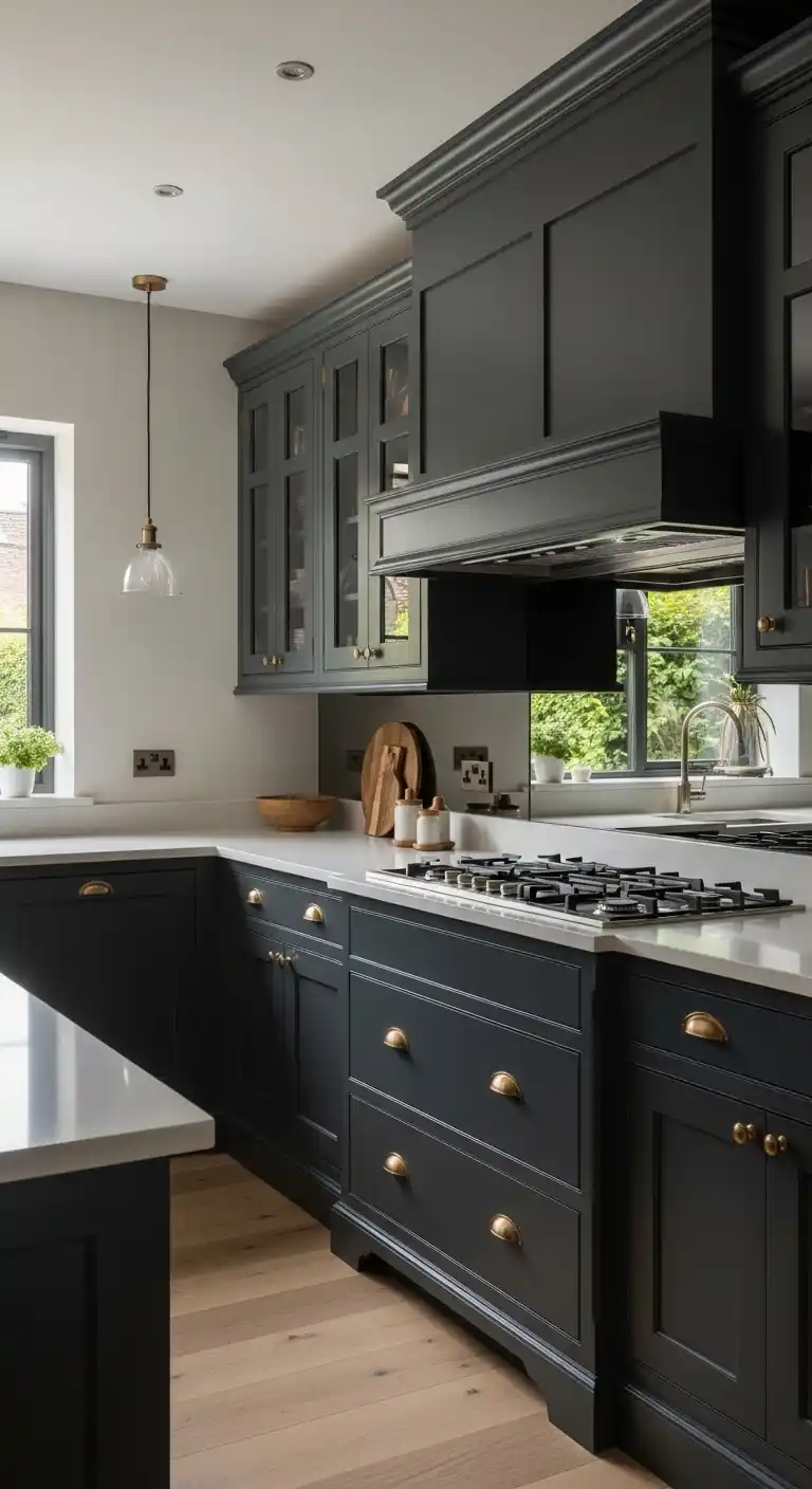 9. Moody Kitchen Cabinets and Natural Lighting